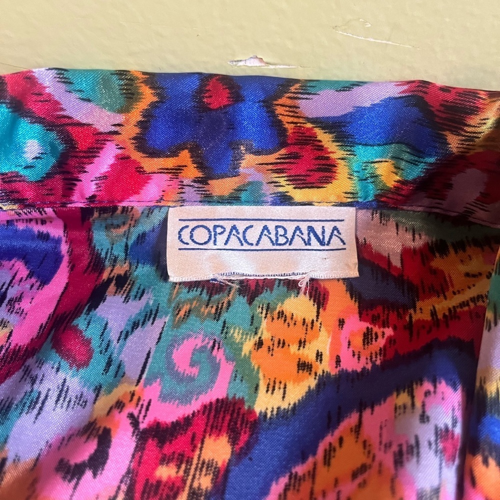 Vintage glossy multi colored shirt Copacabana size xl - Picture 3 of 3